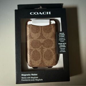 Coach Tan Leather Magnetic Wallet for Phones